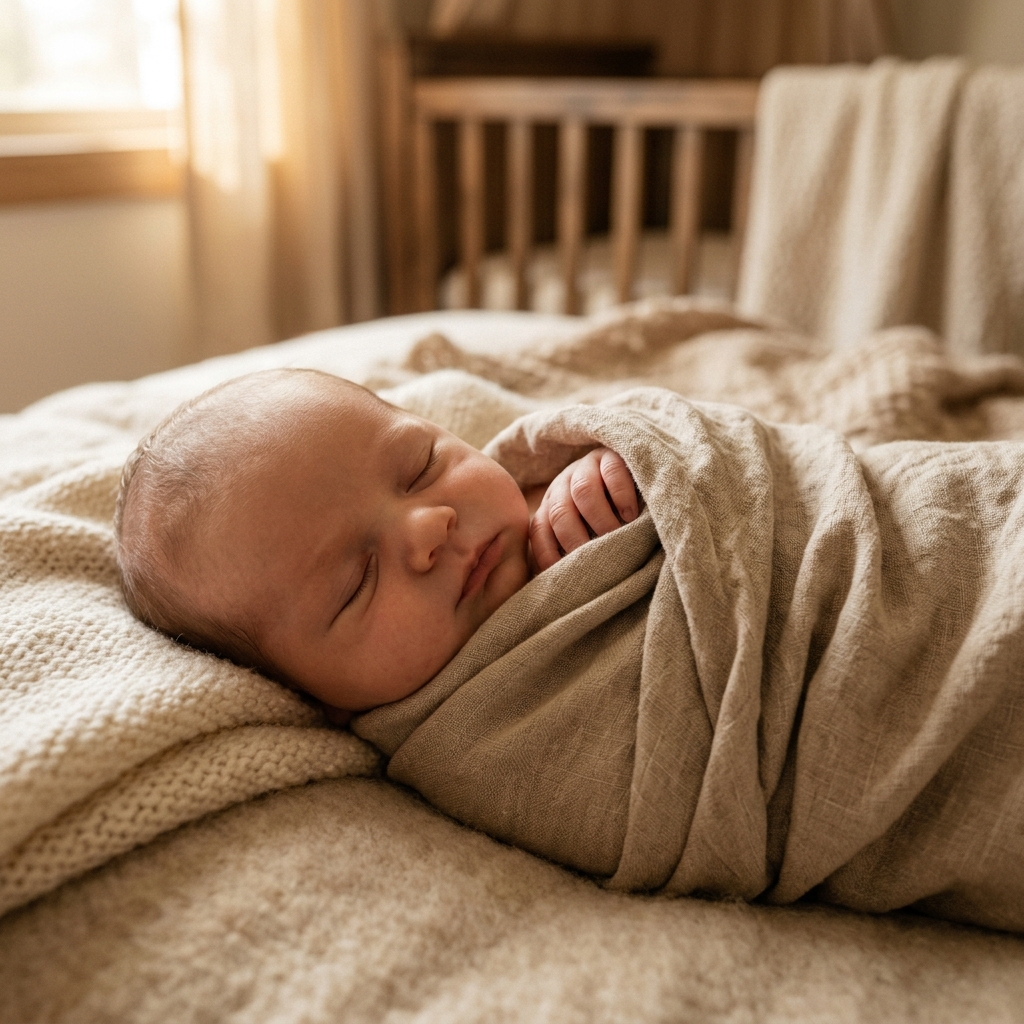 A serene newborn baby sleeping peacefully